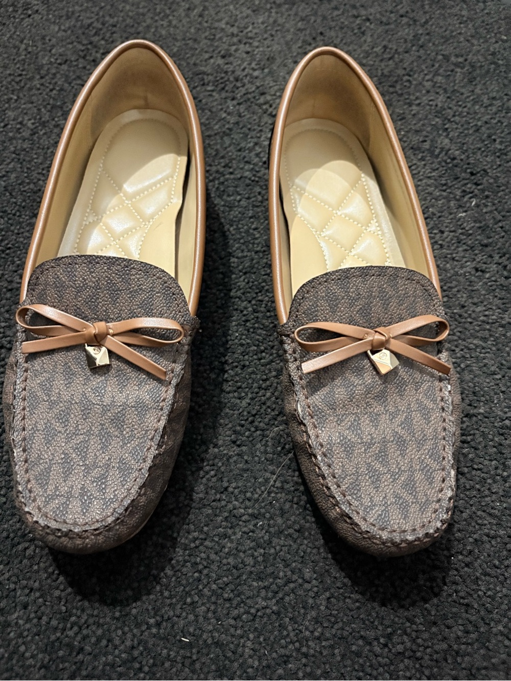 Michael Kors Brown Logo Bow Loafers